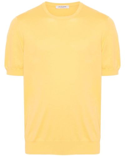 Fileria Short-sleeve Knitted Sweater - Yellow