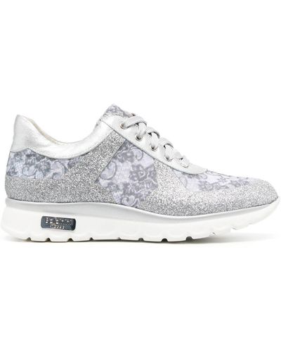 Baldinini Floral-lace Detailing Low-top Sneakers - White