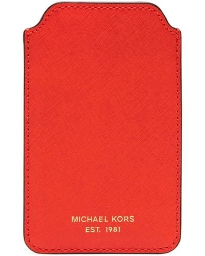 Michael Kors Logo-print leather phone case - Rouge