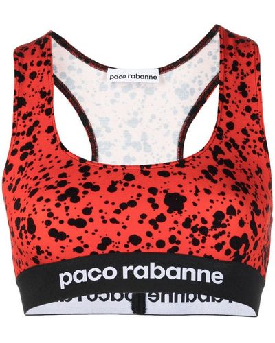 Rabanne Abstract-print Bralette Top - Red