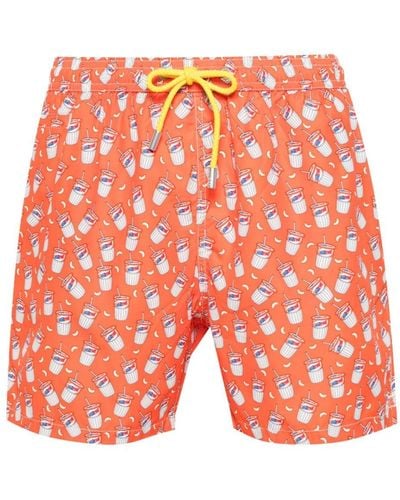 Mc2 Saint Barth Tea Fresh- Print Swim Shorts - Orange