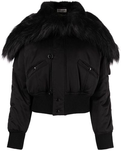 Saint Laurent Black Jacket With Faux Fur