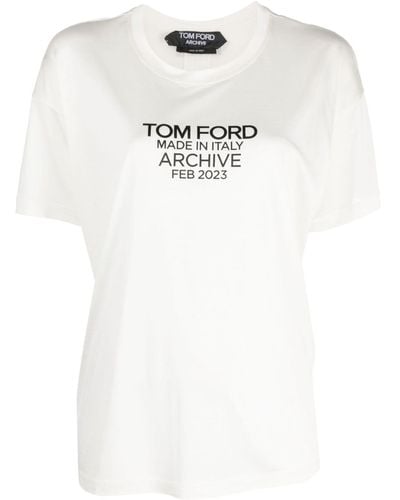 Tom Ford Logo-print Silk T-shirt - White