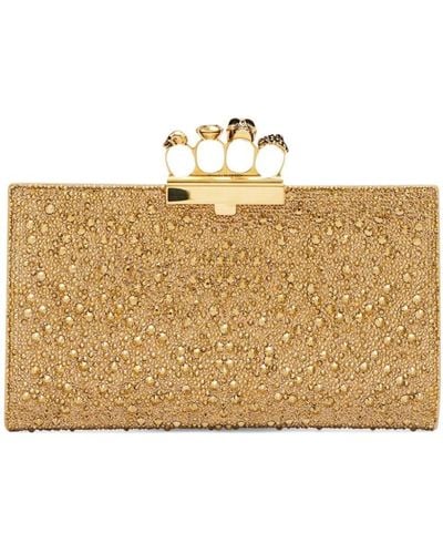 Alexander McQueen Jewelled Leather Clutch Bag - Natural
