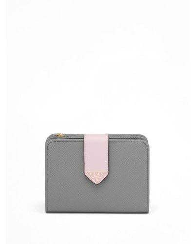 Prada Small Saffiano Leather Wallet - Gray