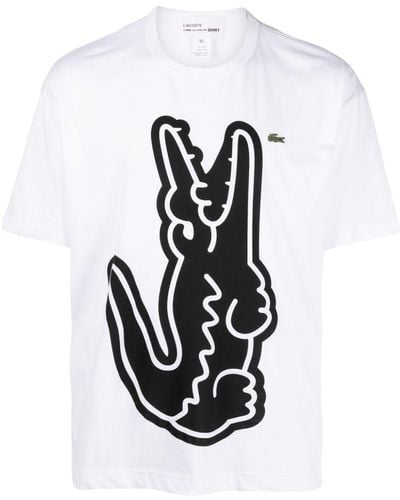 Comme des Garçons X Lacoste T-shirt Met Logoprint - Wit