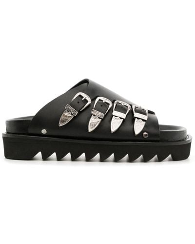Toga Buckle-detail Leather Sandals - Black