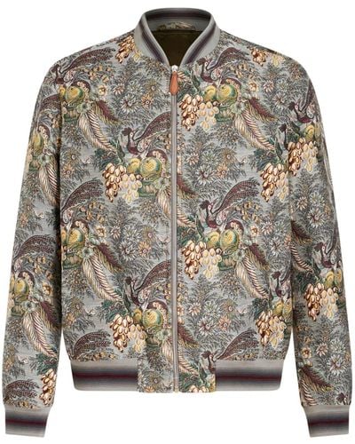 Etro Patterned-jacquard Bomber Jacket - Gray