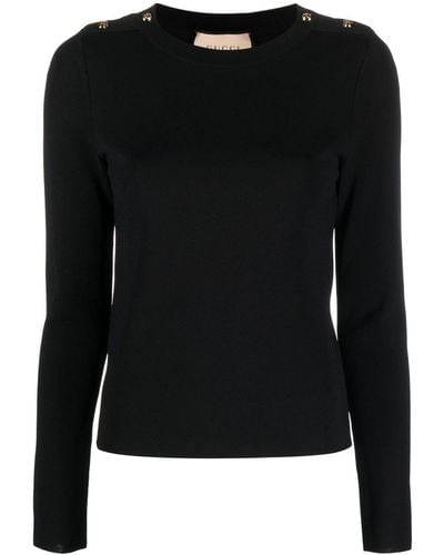 Gucci Buttoned Fine-knit Top - Black