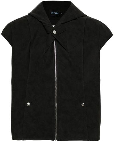 AV VATTEV Jukebox Sleeveless Hooded Jacket - Black
