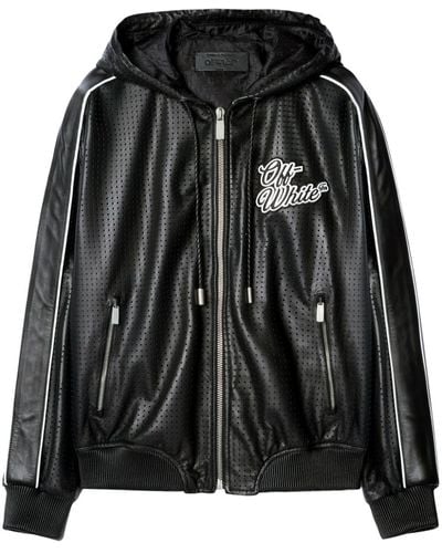 Off-White c/o Virgil Abloh Logo-appliqué Leather Jacket - Black