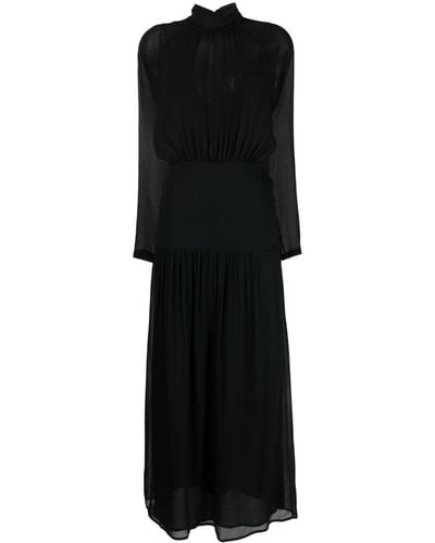 Semicouture Semi-sheer Long-sleeved Maxi Dress - Zwart