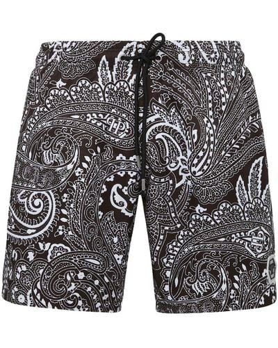 Philipp Plein Paisley-print Swim Shorts - Grey