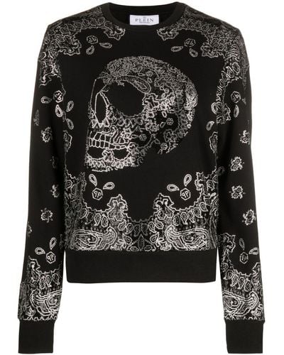 Philipp Plein Skull-bandana Cotton-blend Sweatshirt - Black