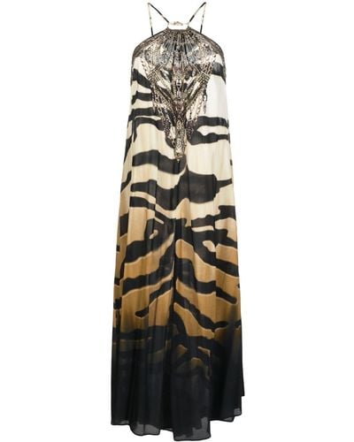 Camilla Vestido con estampado de tigre - Marrón