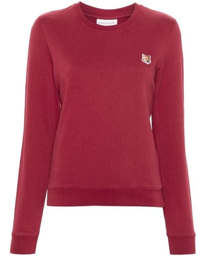 Maison Kitsuné Fox-Motif Cotton Sweatshirt - Red