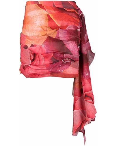 Just Cavalli Minifalda con motivo de rosas - Rojo
