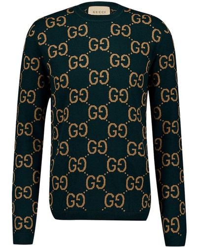 Gucci Pullover Aus GG Wolljacquard - Grün