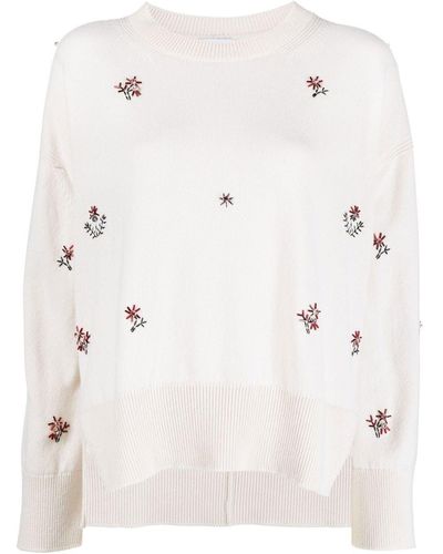 Barrie Floral-embroidered Sweater - Natural
