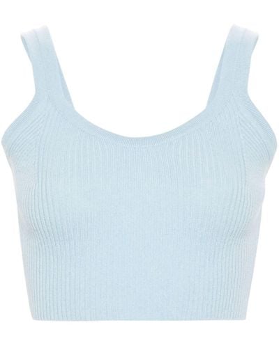 Ermanno Scervino Knitted Cashmere Crop Top - Blue