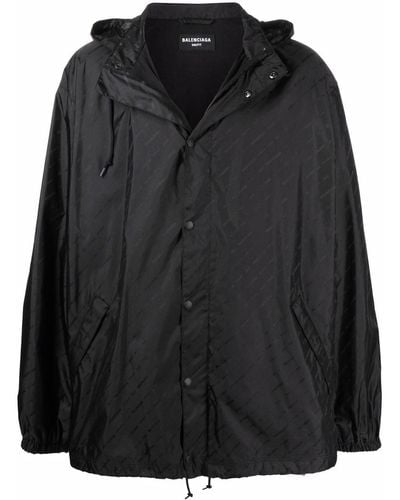 Balenciaga Logo-print Rain Jacket - Black