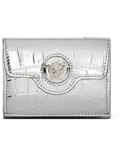 Versace Croc-effect La Medusa Leather Wallet - White