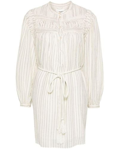 Isabel Marant Leozi Striped Mini Dress - White