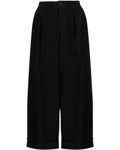 Yohji Yamamoto Pantalones capri de tiro caído - Negro