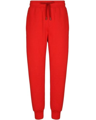 Dolce & Gabbana Pantalon de jogging fuselé à lien de resserrage - Rouge