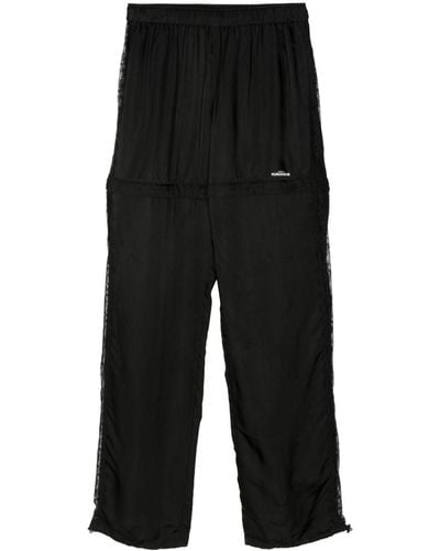 Pushbutton Lace-stripes Panelled Track Trousers - Black