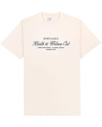 Sporty & Rich H&W Club Cotton T-Shirt - Natural