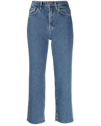 7 For All Mankind Cropped-Jeans mit ausgefranstem Saum - Blau
