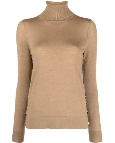 Michael Kors Decorative-button Wool Sweater - Natural