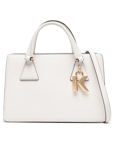 Karl Lagerfeld K-charm Leather Tote Bag - Natural