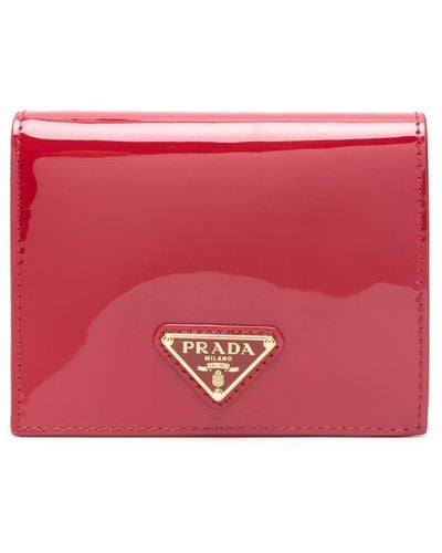 Prada Patent-leather Bi-fold Wallet - Red