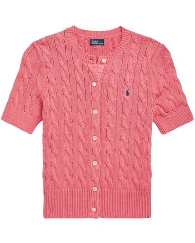 Polo Ralph Lauren Cable-knit Short-sleeve Cardigan - Pink