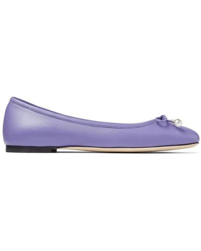 Jimmy Choo Elme Bow Ballerina Shoes - Purple
