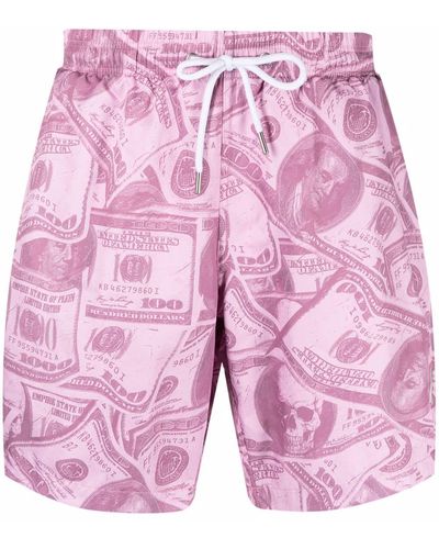Philipp Plein Dollar-print Swimming Shorts - Pink