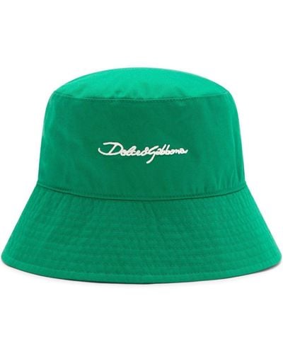 Dolce & Gabbana Fischerhut mit Logo-Stickerei - Grün