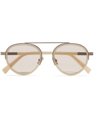 Zegna Orizzonte Ii Round-frame Sunglasses - Natural