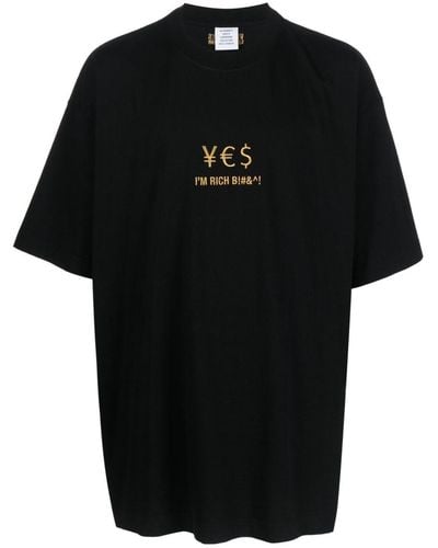 Vetements T-shirt Met Geborduurde Tekst - Zwart