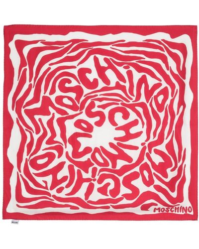 Moschino Animal-print Silk Scarf - Red