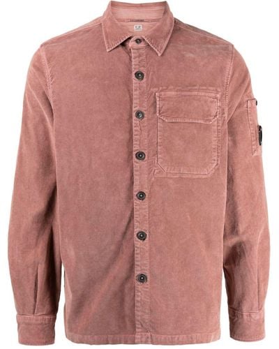 C.P. Company Compass-motif Corduroy Cotton Shirt - Pink