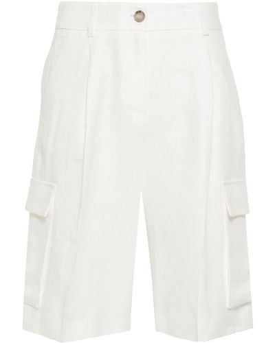 Peserico Pleat-detail Linen Shorts - White