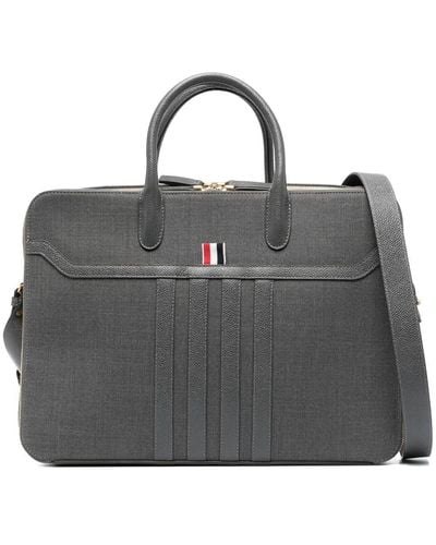 Thom Browne 4-bar Double-compartment Briefcase - Black