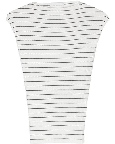 Sportmax Striped Ribbed-knit Top - White