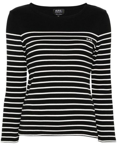 A.P.C. Thelma Striped ロングtシャツ - ブラック