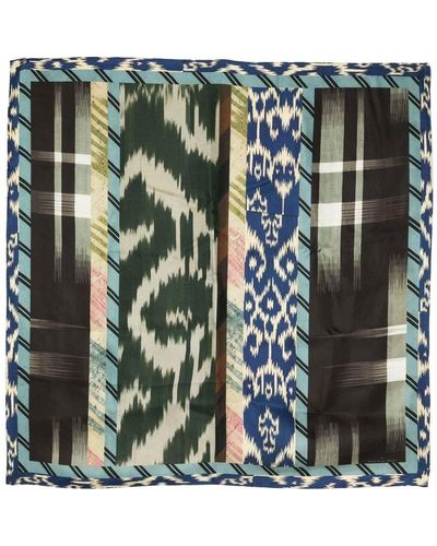 Pierre Louis Mascia Silk Mix-pattern Square Scarf - Green