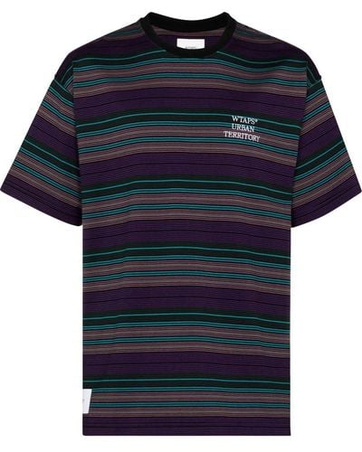 WTAPS Striped Short-sleeve T-shirt - Purple