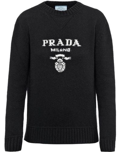 Prada Jersey con logo en intarsia - Negro